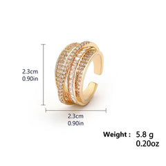 UILZ High Quality Copper Inlaid Zircon Multi-layer Star Opening Ring Women's Plated 18k-Gold Couple Holiday Gift Ring Jewelry
