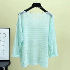 Spring and Summer New Ice Silk Knitted Vest Top Hollow Out Thin Bottoming Sling Streetwear Womens Clothing Shirt