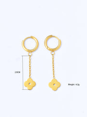1 Set Lucky Stainless Steel 18k Gold Plated Plum Blossom Hollow Clover Necklace Bracelet Earrings Ladies Jewellery Set