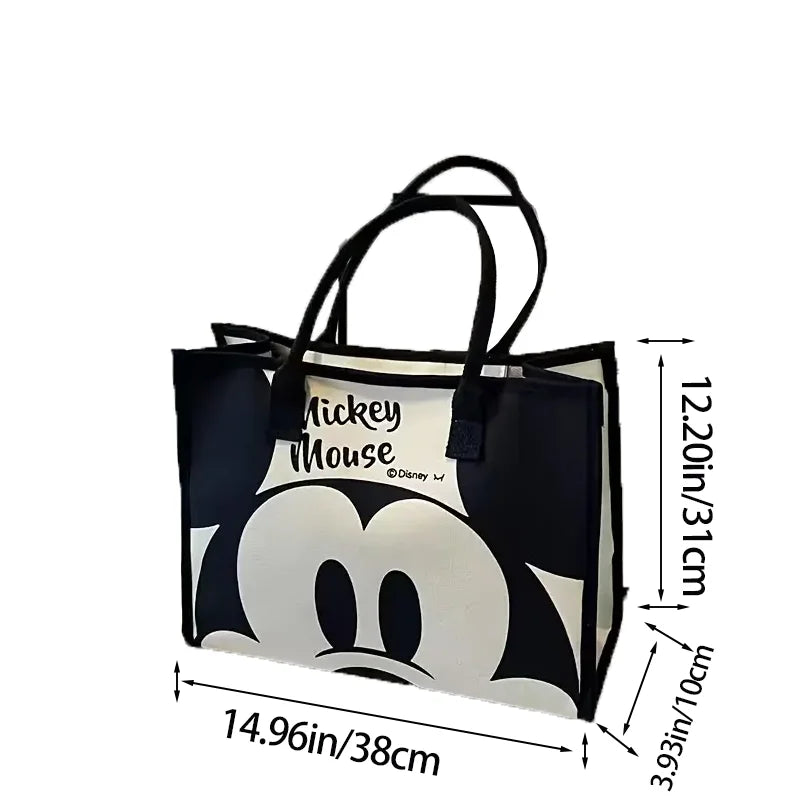 Disney Mickey Women's Large Capacity Shoulder Bag Korean Version Tote Handbag Fashionable Canvas Bag Daily Commuting