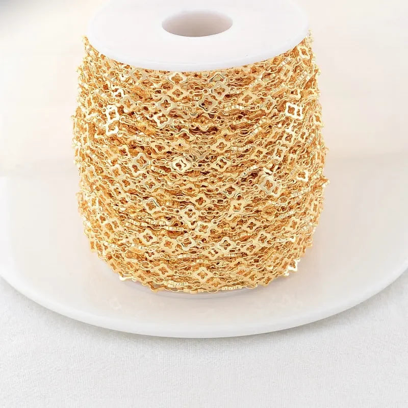 1 Meter 5.5MM 14K Gold Color Plated Brass Rhombus Chain For Jewelry Making DIY Necklace Bracelets Chain Jewelry Making Supplies