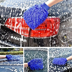 1 Chenille Plush Gloves for Car Cleaning Thickened Doublesided Car Cleaning Tools Ultrafine Fiber Car Washing Gloves