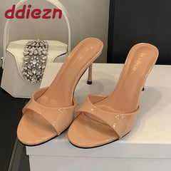 2025 New Slip On Women Stiletto Heels Shoes Luxury Fashion Round Toe Ladies High Heels Pumps Shoes Female Slides Footwear