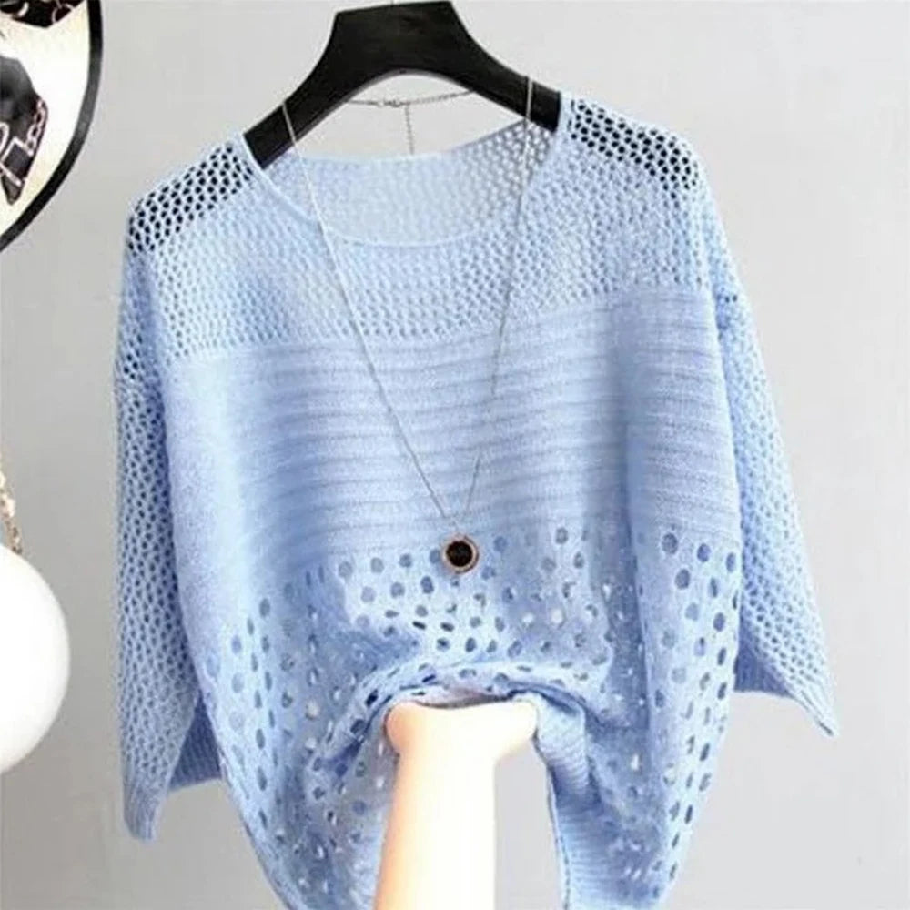 Spring and Summer New Ice Silk Knitted Vest Top Hollow Out Thin Bottoming Sling Streetwear Womens Clothing Shirt