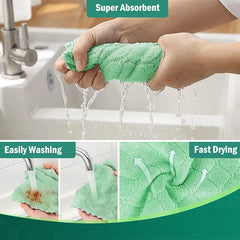 5pcs Double-side Microfiber Towel Super Absorbent Coral Fleece Cleaning Cloths Kitchen Non-stick Oil Dishcloths Scouring Rag