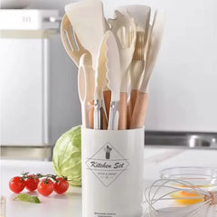 12PCS Food Grade Silicone Kitchen Cookware Utensils Turner Spatula Measuring Spoon Practical Cooking Tool Kitchenware Set