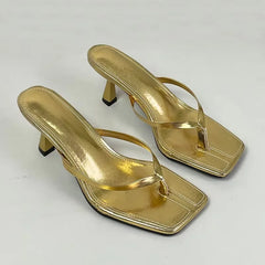Big Size 43 Ladies Heels Slippers Pumps Shoes Female Casual Footwear Fashion Shallow Women Heeled Sandals Slides Flip flops