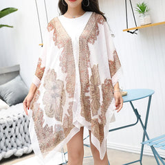 2025 Women Chiffon Beach Cover Up Kaftan Tunic Dress Bikini Swimsuit Sarong Pareo Bathing Suit Resort Wear Swimwear Loose