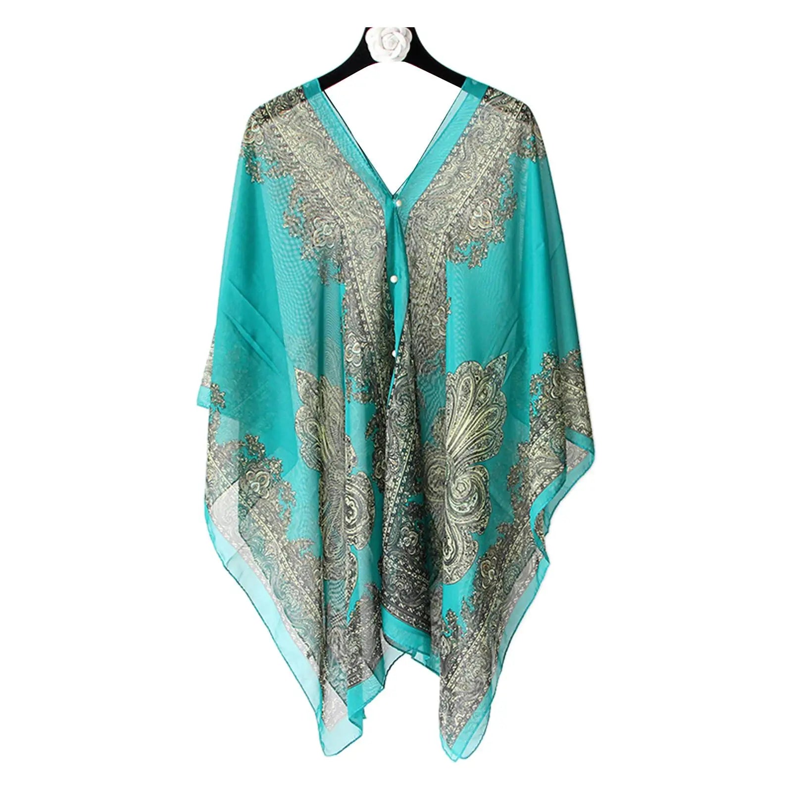 2025 Women Chiffon Beach Cover Up Kaftan Tunic Dress Bikini Swimsuit Sarong Pareo Bathing Suit Resort Wear Swimwear Loose