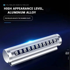 Car Temporary Parking Number Plate Black Aluminium Alloy Material Roller Adjustable Car Parking Plate Car Supplies