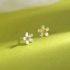 925 Sterling Silver Flower Simple Stud Earrings For Women Luxury Designer Fine Jewelry Accessories