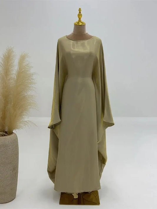 Ramadan Satin Abaya Islam Muslim Summer Batwing Sleeve Maxi Dress Kebaya Abayas For Women Kaftan Robe Musulmane Femme Vestidos