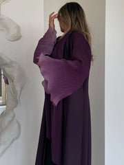 Middle-East Abaya Muslim Flare Sleeve Casual Arabian Pleated Open Front Abayas Turkey Kaftans Women Jilbabs Islamic Maxi Dresses