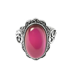 Personality Retro Exaggeration Big Garnet Stone Thai Silver Female Wedding Ring Hand Jewellery Accessories Never Fade Gifts