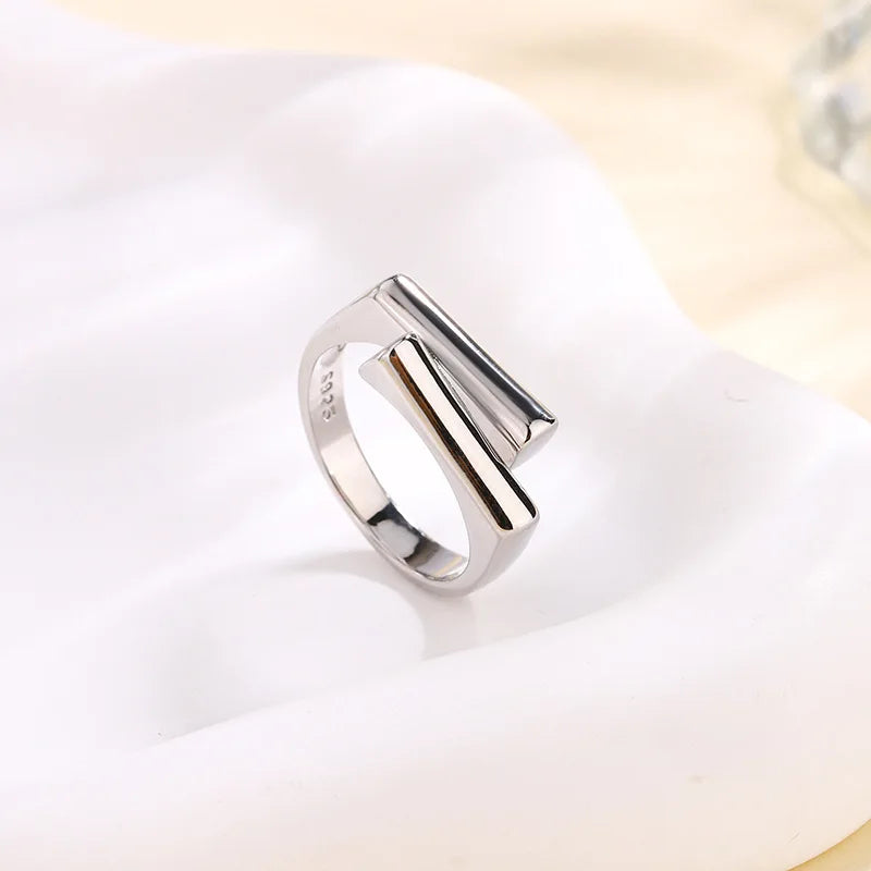 925 Sterling Silver Irregular Rectangle Open Women's Rings Engagement Luxury Designer Jewelry Wholesale Jewellery Moneys 925