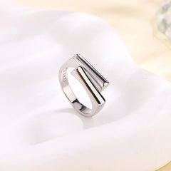 925 Sterling Silver Irregular Rectangle Open Women's Rings Engagement Luxury Designer Jewelry Wholesale Jewellery Moneys 925