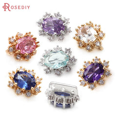 6PCS Brass Zircon 3 Holes Oval Connect Bracelets Necklaces Spacer Beads Diy Jewellery Making Materials Rosediy official-website