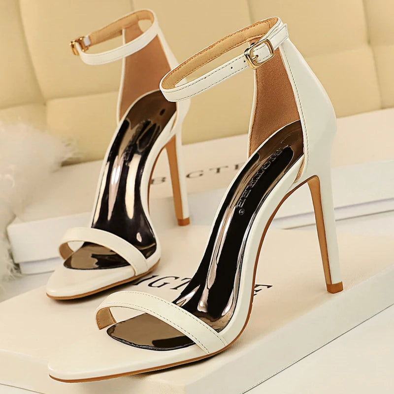 BIGTREE Shoes Summer Women Sandals Suede Hollow High Heels Stiletto Fashion Sandles Women Heels Ladies Shoes Women's Sandals