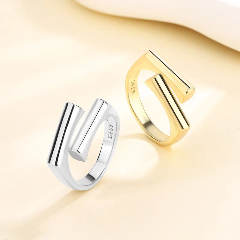 925 Sterling Silver Irregular Rectangle Open Women's Rings Engagement Luxury Designer Jewelry Wholesale Jewellery Moneys 925