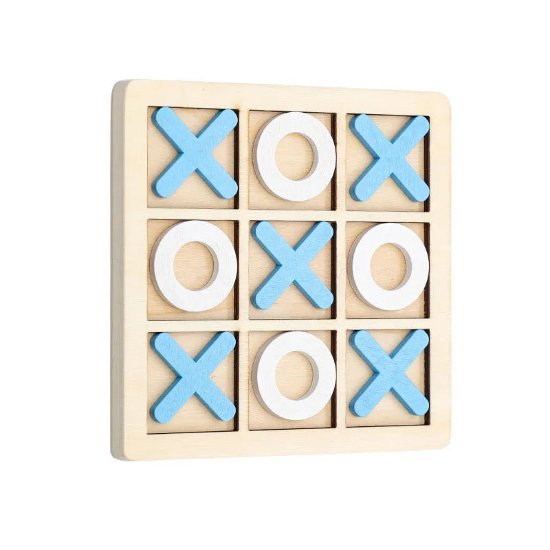 Wooden XO Tic Tac Toe Game Mini Chess Board Interaction Puzzle Training Montessori Educational Toys Gift for Kids Boy Girl