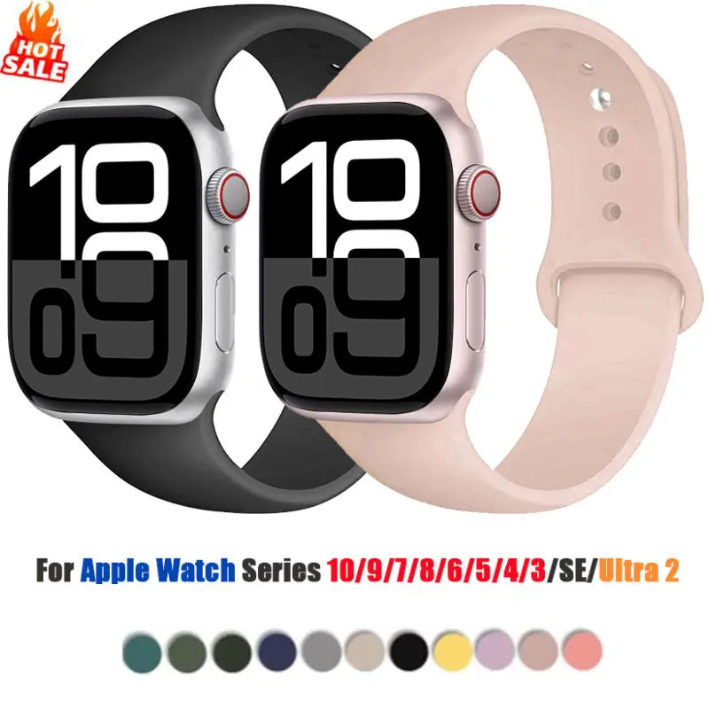 Silicone Band For Apple iWatch series S10 46mm 42mm straps 44mm 45mm 40mm 41mm sport bracelet 8 7 6 5 4 3 SE 9 Ultra 2 49mm band