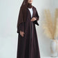 Ramadan Eid Women Gray Black Dubai Khimar Abaya Islam Muslim Kimono Hijab Dress Set Kebaya Kaftan Djellaba Robe Femme Musulmane