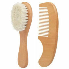 Newborn Baby Wool Wood Brush Comb Head Massage Tool Portable Baby Comb Bath Brush Comb，Special for Real Hair Wigs