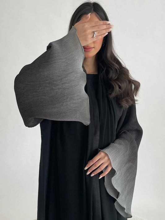 Muslim Flare Sleeve Casual Arabian Abayas Middle-East Elegant Open Front Abaya Turkey Kaftans Women Jilbabs Islamic Maxi Dresses
