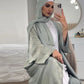 Ramadan Shiny Satin Open Kimono Abaya Dubai Luxury 2025 Muslim Kaftan Dress Abayas For Women Islam Clothing Robe Femme Musulmane