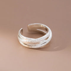 925 Sterling Silver Frosting Overlapping Rings For Women Wedding Luxury Jewelry Wholesale  Jewellery