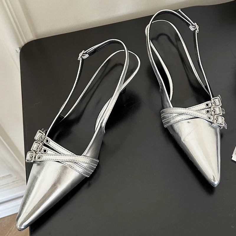 New High Heels Sandals Women Shoes Spring Summer Footwear Pointed Toe Party Ladies Shoes Fashion Buckle Strap Female Pumps