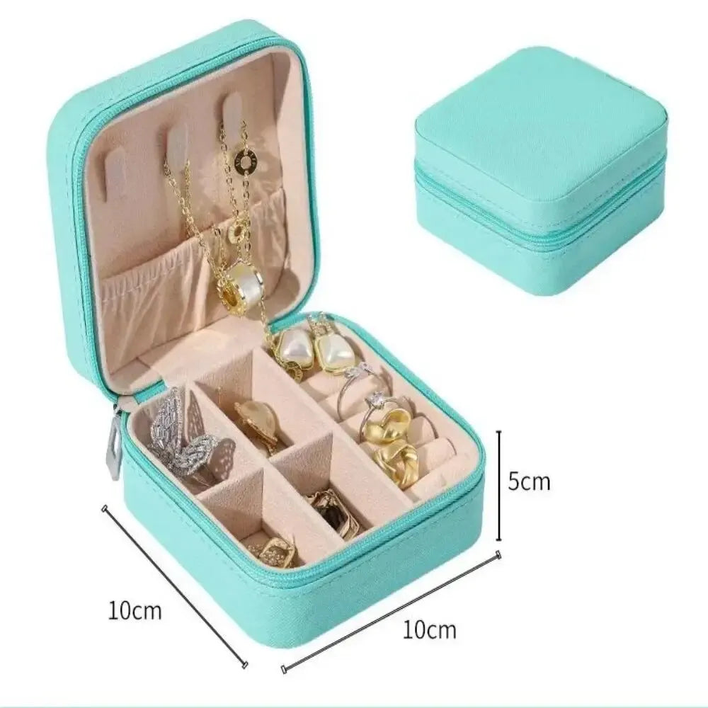 Portable Mini Jewelry Storage Box Travel Organizer Jewelry Case Leather Storage Earrings Necklace Ring Jewelry Organizer Display
