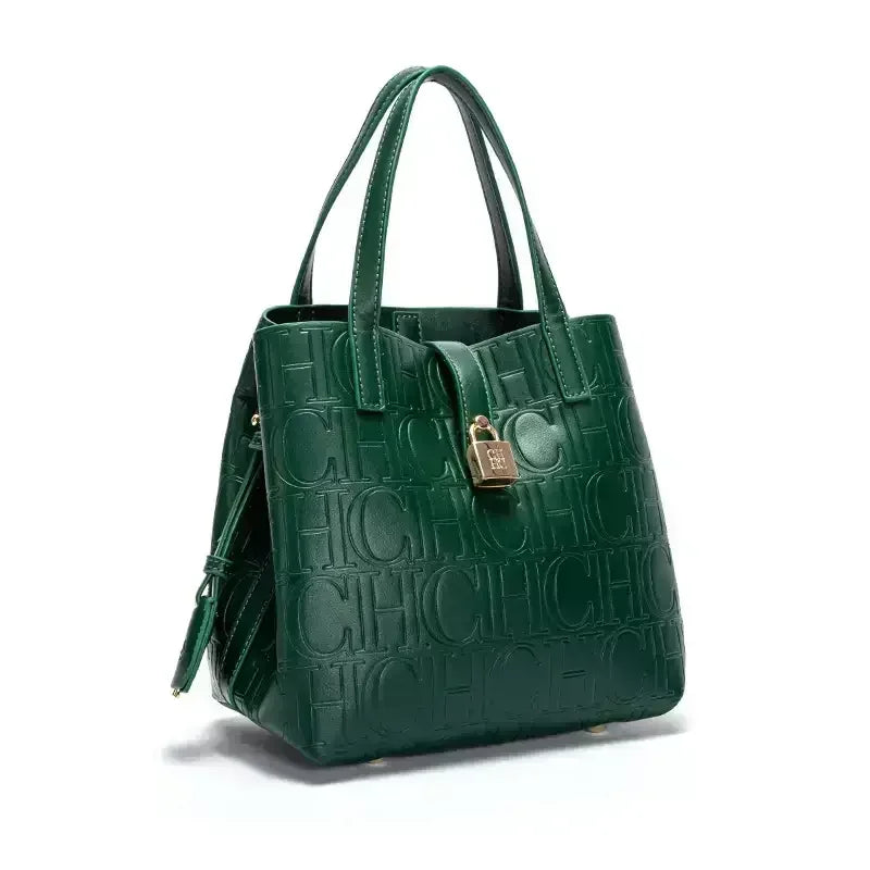 CH Large Capacity Handbag Luxury Brand Temperament Letter Print with Lock Design 2025 Trendy Women's Crossbody Bag