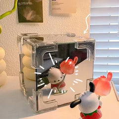 DIY Tulip Mirror Cube Lamp Simulation Flower Bedroom Sleeping Table Lamp Handmade Craft Tulips Mirror Night Light Birthday Gift