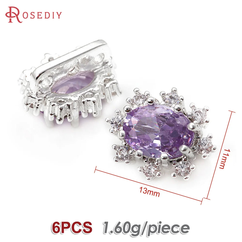 6PCS Brass Zircon 3 Holes Oval Connect Bracelets Necklaces Spacer Beads Diy Jewellery Making Materials Rosediy official-website