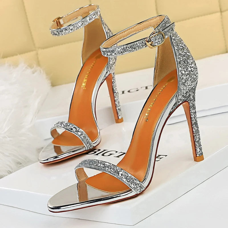 BIGTREE Shoes Summer Women Sandals Suede Hollow High Heels Stiletto Fashion Sandles Women Heels Ladies Shoes Women's Sandals