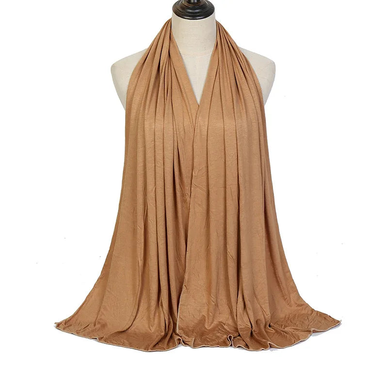 28Color Modal Cotton Jersey Hijab Scarf Ramadan Long Muslim Shawl Plain Solid Soft Turban Wraps For Women Headband