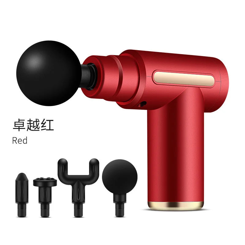 Portable Fascial Massage Gun Electric Percussion Pistol Massager Body Relaxation With LED Touch Screen 4Replaceable Head