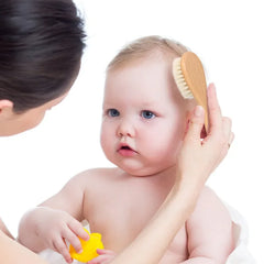 Newborn Baby Wool Wood Brush Comb Head Massage Tool Portable Baby Comb Bath Brush Comb，Special for Real Hair Wigs