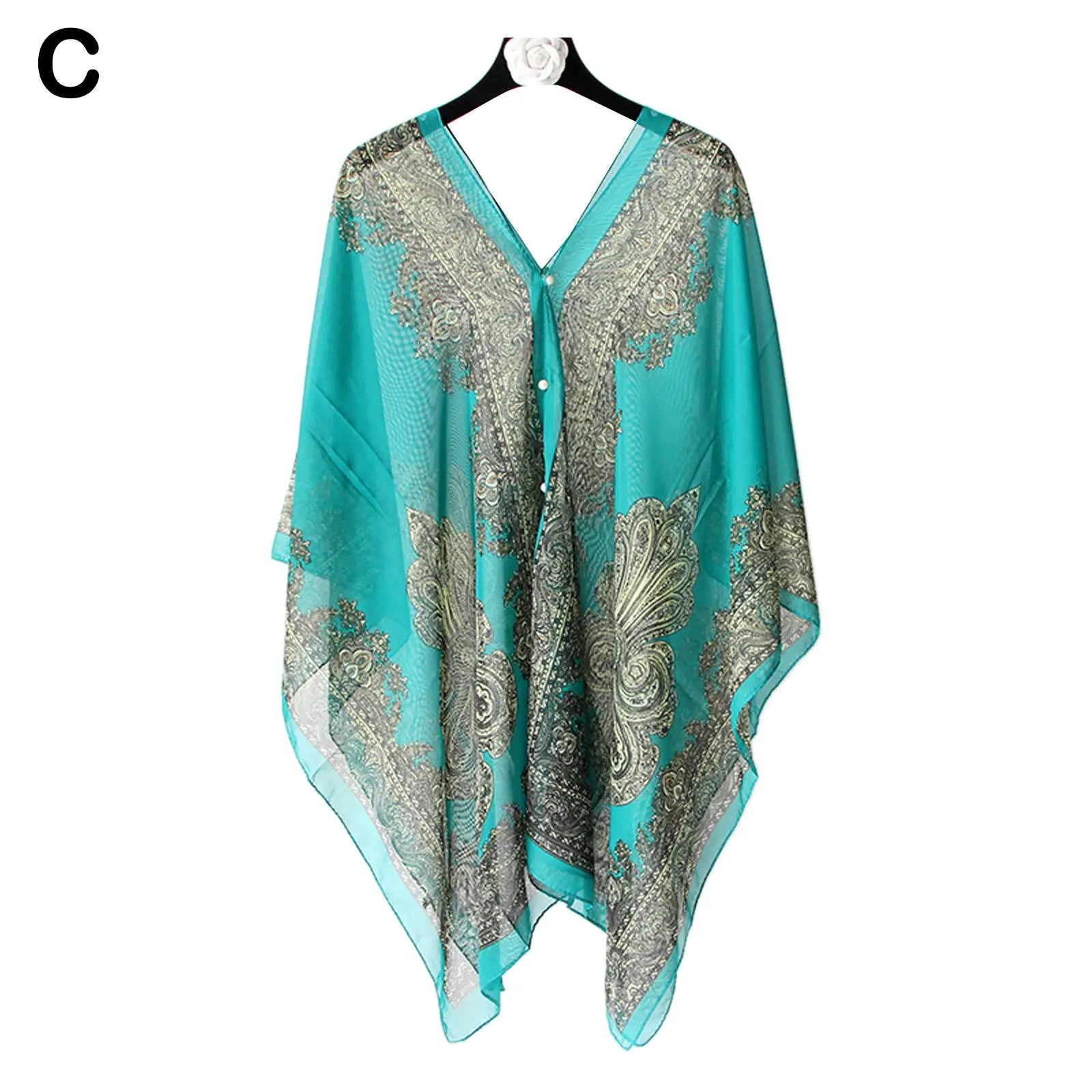 2025 Women Chiffon Beach Cover Up Kaftan Tunic Dress Bikini Swimsuit Sarong Pareo Bathing Suit Resort Wear Swimwear Loose