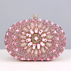Diamond Crystal Women Make Up Cosmetic Evening Shoulder Messenger Clutch Bag Phone Purse Handbag Golden Silvery Red Pink Black