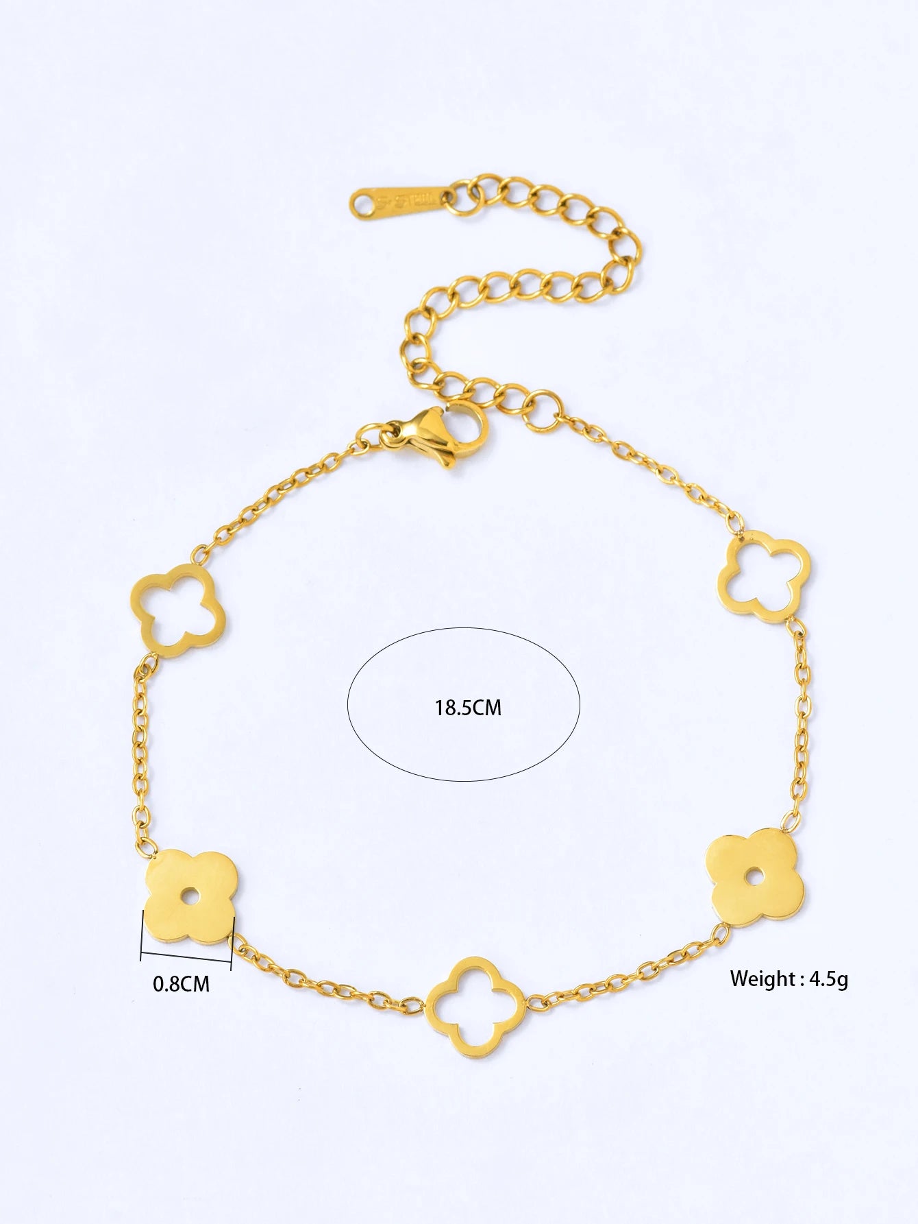 1 Set Lucky Stainless Steel 18k Gold Plated Plum Blossom Hollow Clover Necklace Bracelet Earrings Ladies Jewellery Set