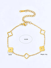 1 Set Lucky Stainless Steel 18k Gold Plated Plum Blossom Hollow Clover Necklace Bracelet Earrings Ladies Jewellery Set