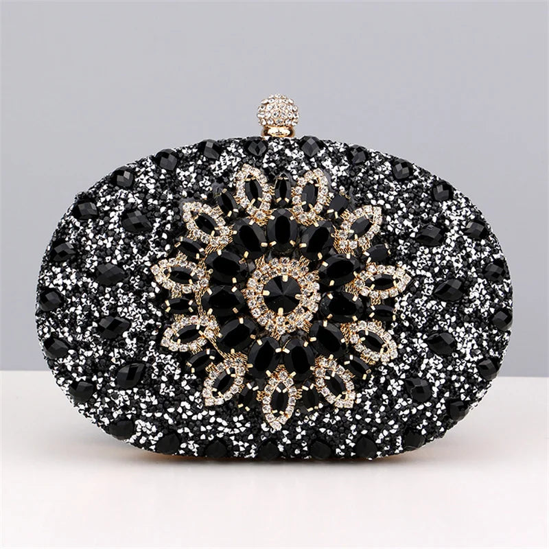 Diamond Crystal Women Make Up Cosmetic Evening Shoulder Messenger Clutch Bag Phone Purse Handbag Golden Silvery Red Pink Black