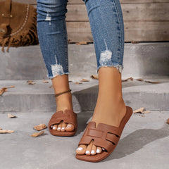 Women's Summer Fashion Lightweight Breathable Comfortable Open Toe Flat Sandals Suitable for Beach Pool Bathroom Slippers