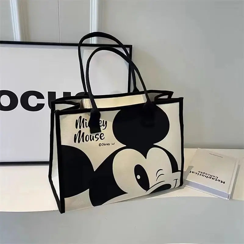 Disney Mickey Women's Large Capacity Shoulder Bag Korean Version Tote Handbag Fashionable Canvas Bag Daily Commuting