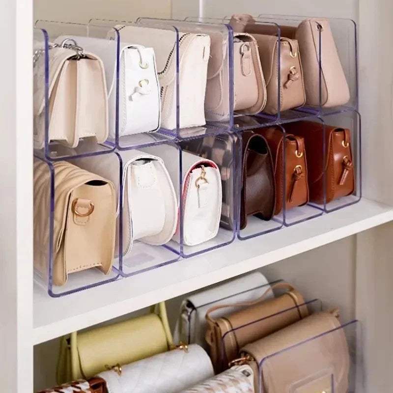Acrylic handbag storage rack handbag divider organizer luxury bags storage rack for women transparent partition display cabinet