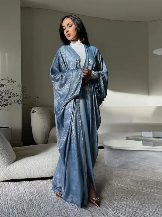 Ramadan Shiny Satin Open Kimono Abaya Dubai Luxury 2025 Muslim Kaftan Dress Abayas For Women Islam Clothing Robe Femme Musulmane