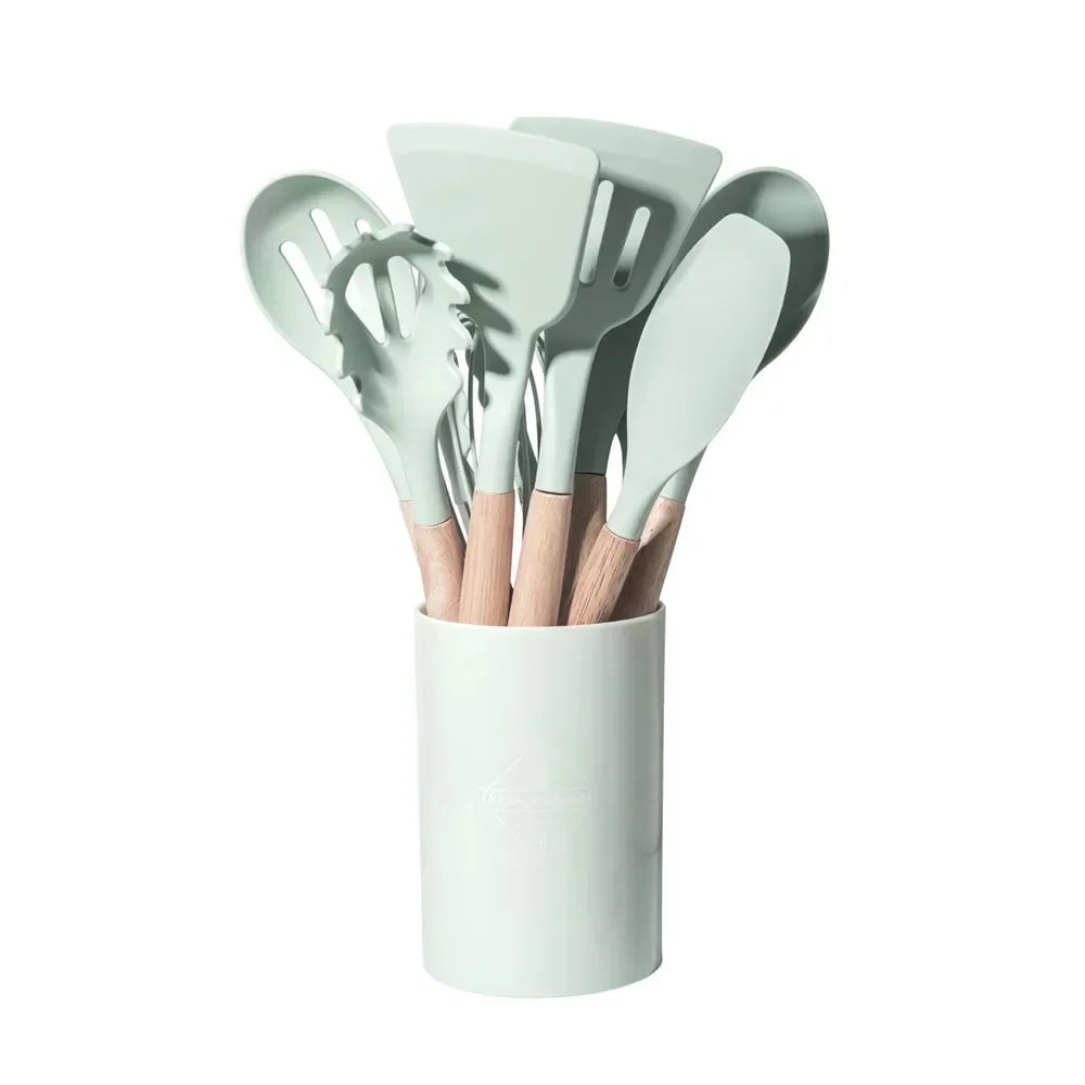 12PCS Food Grade Silicone Kitchen Cookware Utensils Turner Spatula Measuring Spoon Practical Cooking Tool Kitchenware Set