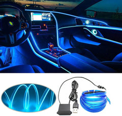 3M/5M LED Car Interior Decoration Light EL Wiring Neon Strip For Auto DIY Flexible Ambient Light with USB Drive Ambient Lamp
